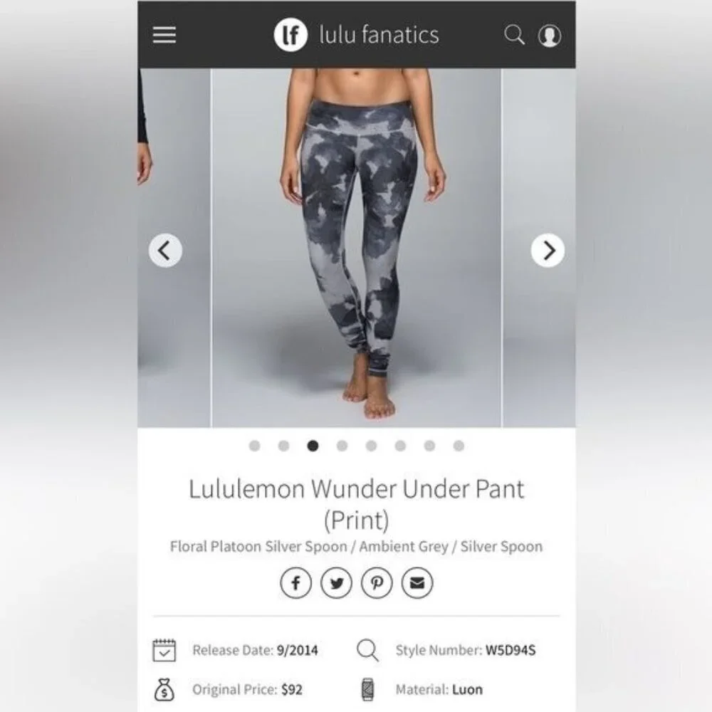 Lululemon Wunder Under Pant Floral Platoon Print Size 6